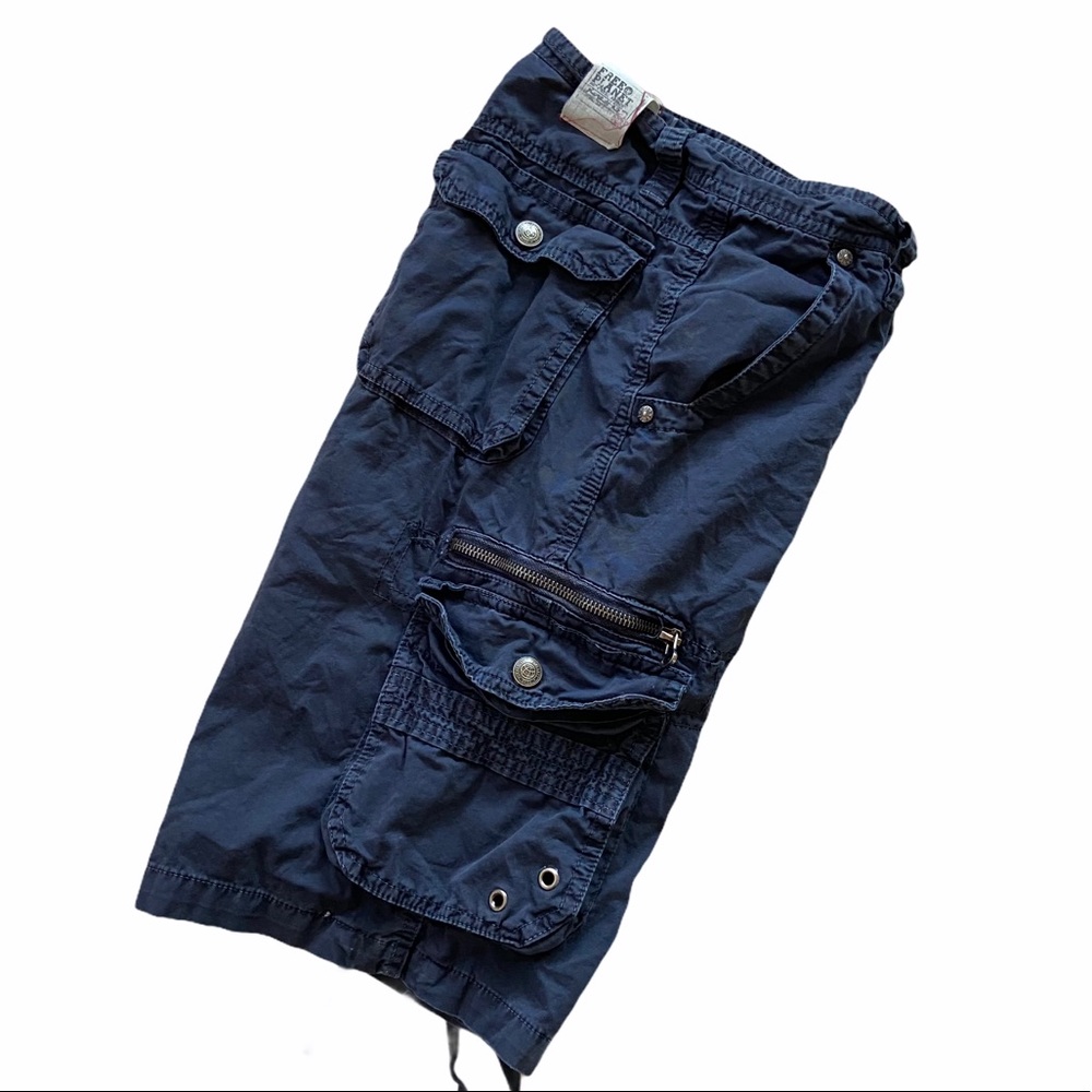 Y2K Free Planet Cargo Shorts Blue Youth Size 16 Outdoor Grunge Gorpcore Cotton
